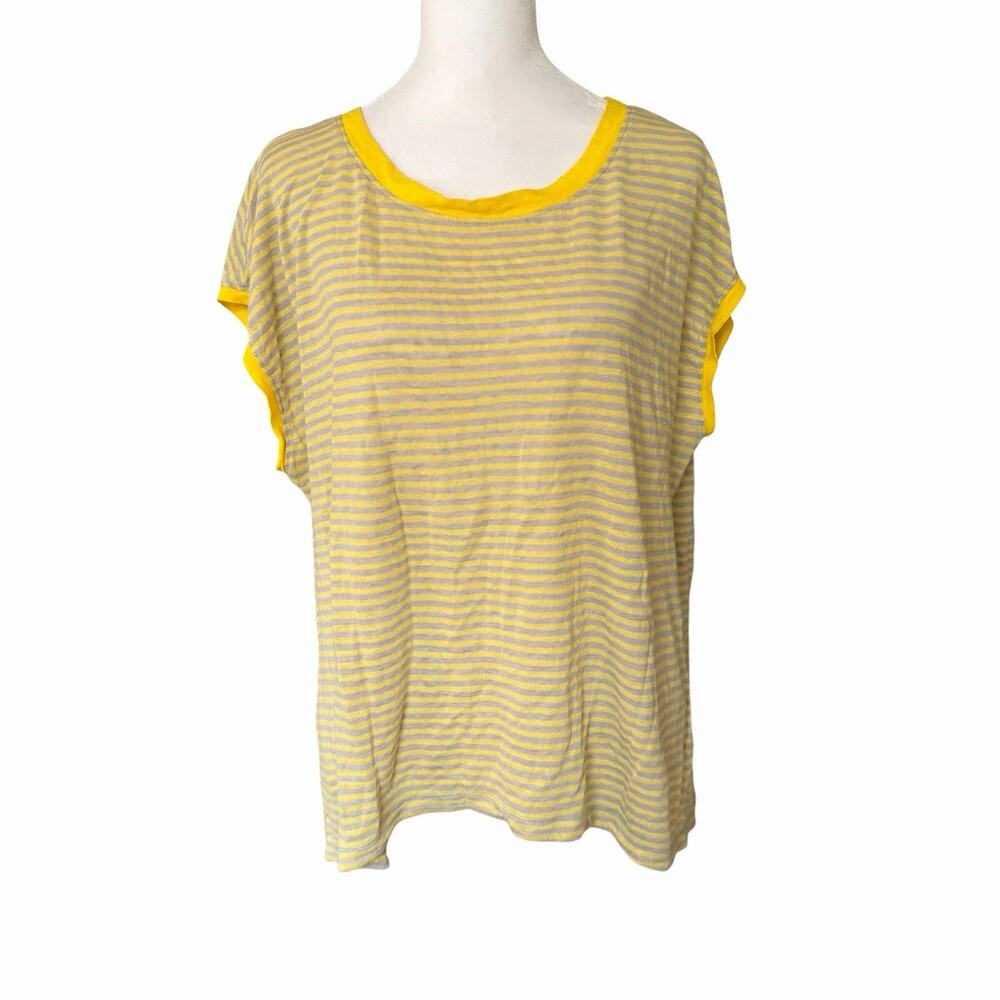 Eileen Fisher Womens Small Oversized Top Tee Linen Sleeveless Striped Shirt
